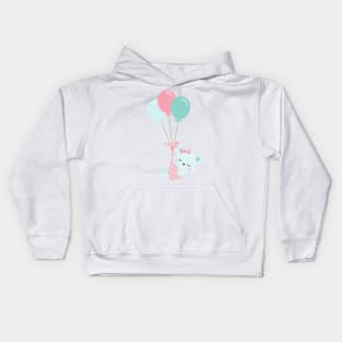 Cute Cat, Baby Cat, Blue Cat, Kitty, Balloons Kids Hoodie